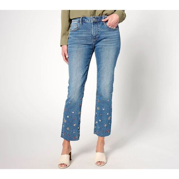 Driftwood Colette Embroidered Crop Straight Jean in Prairie Size 32 - Picture 1 of 8